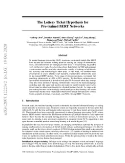 The Lottery Ticket Hypothesis for Pre-trained BERT Networks