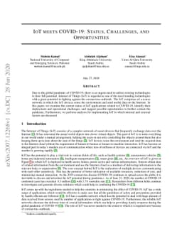 IoT meets COVID-19: Status, Challenges, and Opportunities