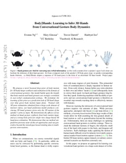 Body2Hands: Learning to Infer 3D Hands from Conversational Gesture Body
  Dynamics