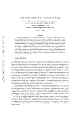 Evaluation metrics for behaviour modeling