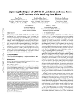 Exploring the Impact of COVID-19 Lockdown on Social Roles and Emotions
  while Working from Home