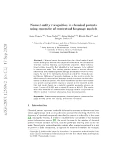 Named entity recognition in chemical patents using ensemble of
  contextual language models