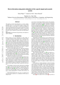 Dereverberation using joint estimation of dry speech signal and acoustic
  system
