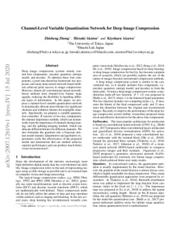 Channel-Level Variable Quantization Network for Deep Image Compression