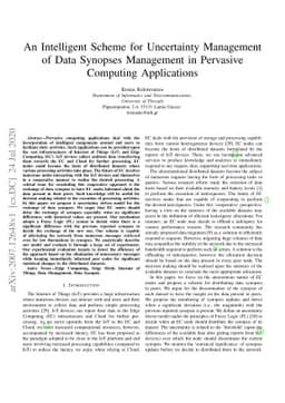 An Intelligent Scheme for Uncertainty Management of Data Synopses
  Management in Pervasive Computing Applications