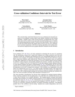 Cross-validation Confidence Intervals for Test Error