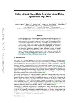 Dialog without Dialog Data: Learning Visual Dialog Agents from VQA Data