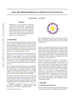 Linear discriminant initialization for feed-forward neural networks