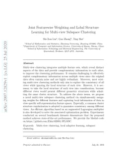 Joint Featurewise Weighting and Lobal Structure Learning for Multi-view
  Subspace Clustering
