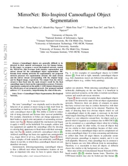 MirrorNet: Bio-Inspired Camouflaged Object Segmentation