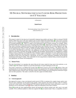 3D Neural Network for Lung Cancer Risk Prediction on CT Volumes