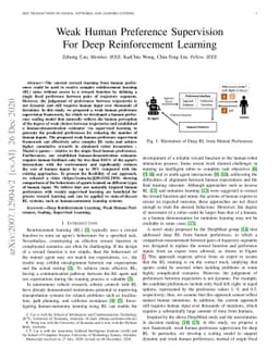 Weak Human Preference Supervision For Deep Reinforcement Learning
