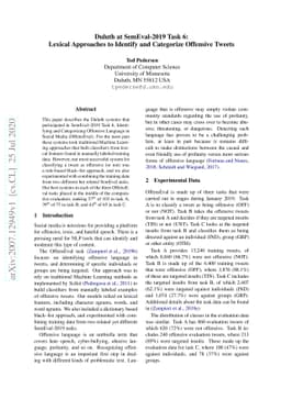 Duluth at SemEval-2019 Task 6: Lexical Approaches to Identify and
  Categorize Offensive Tweets