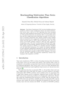 Benchmarking Multivariate Time Series Classification Algorithms