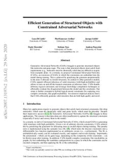 Efficient Generation of Structured Objects with Constrained Adversarial
  Networks