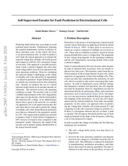 Self-Supervised Encoder for Fault Prediction in Electrochemical Cells