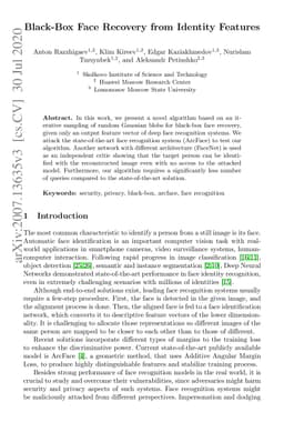 Black-Box Face Recovery from Identity Features