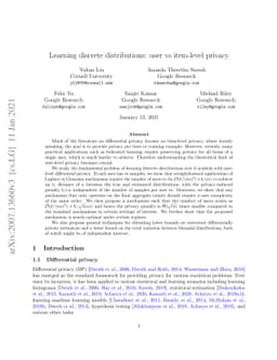 Learning discrete distributions: user vs item-level privacy