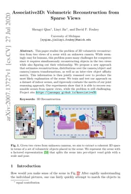 Associative3D: Volumetric Reconstruction from Sparse Views