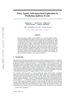 Noisy Agents: Self-supervised Exploration by Predicting Auditory Events