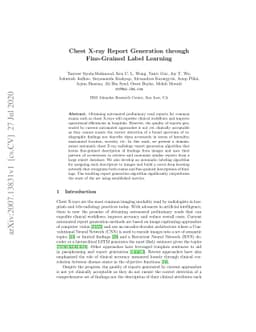 Chest X-ray Report Generation through Fine-Grained Label Learning