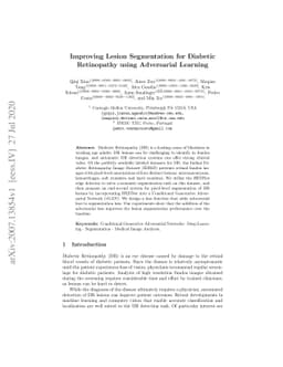 Improving Lesion Segmentation for Diabetic Retinopathy using Adversarial
  Learning