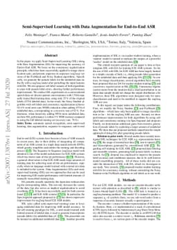 Semi-Supervised Learning with Data Augmentation for End-to-End ASR
