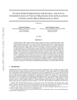 Closed-Form Expressions for Global and Local Interpretation of Tsetlin
  Machines with Applications to Explaining High-Dimensional Data