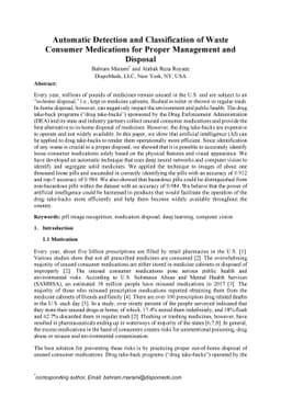 Automatic Detection and Classification of Waste Consumer Medications for
  Proper Management and Disposal