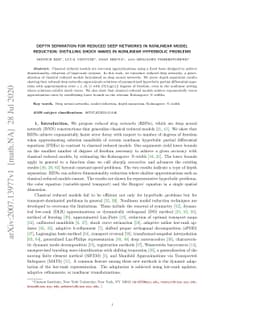 Depth separation for reduced deep networks in nonlinear model reduction:
  Distilling shock waves in nonlinear hyperbolic problems
