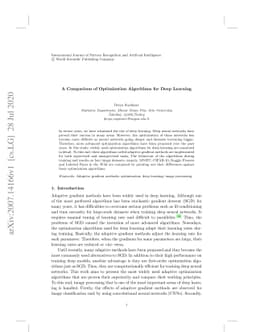 A Comparison of Optimization Algorithms for Deep Learning
