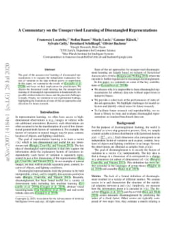 A Commentary on the Unsupervised Learning of Disentangled
  Representations