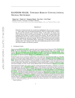 RANDOM MASK: Towards Robust Convolutional Neural Networks