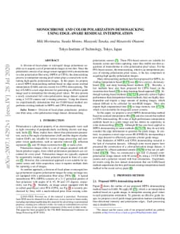 Monochrome and Color Polarization Demosaicking Using Edge-Aware Residual
  Interpolation