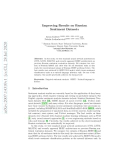 Improving Results on Russian Sentiment Datasets