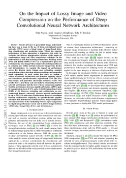 On the Impact of Lossy Image and Video Compression on the Performance of
  Deep Convolutional Neural Network Architectures