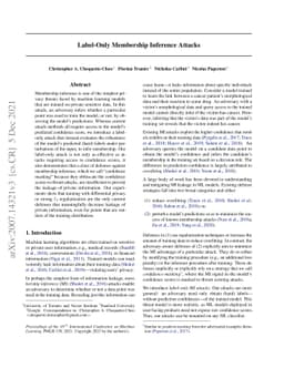 Label-Only Membership Inference Attacks