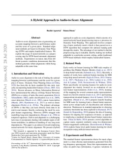 A Hybrid Approach to Audio-to-Score Alignment