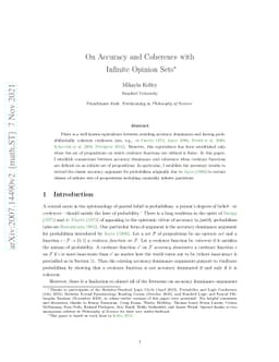 On Accuracy and Coherence with Infinite Opinion Sets