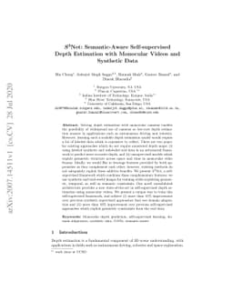 $S^3$Net: Semantic-Aware Self-supervised Depth Estimation with Monocular
  Videos and Synthetic Data