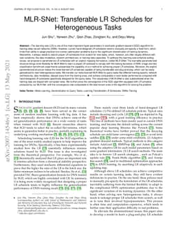 MLR-SNet: Transferable LR Schedules for Heterogeneous Tasks