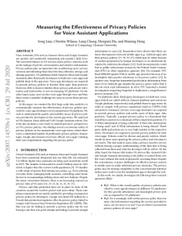 Measuring the Effectiveness of Privacy Policies for Voice Assistant
  Applications