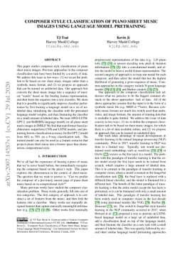 Composer Style Classification of Piano Sheet Music Images Using Language
  Model Pretraining