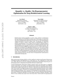 Quantity vs. Quality: On Hyperparameter Optimization for Deep
  Reinforcement Learning