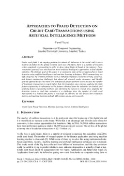 Approaches to Fraud Detection on Credit Card Transactions Using
  Artificial Intelligence Methods