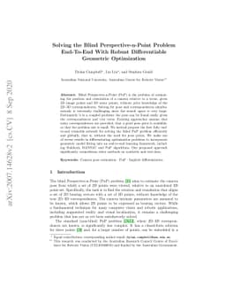 Solving the Blind Perspective-n-Point Problem End-To-End With Robust
  Differentiable Geometric Optimization