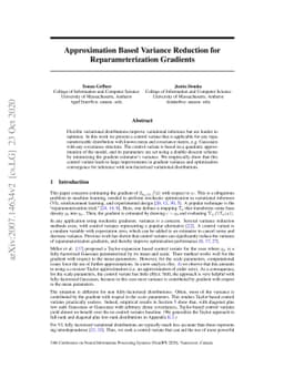 Approximation Based Variance Reduction for Reparameterization Gradients