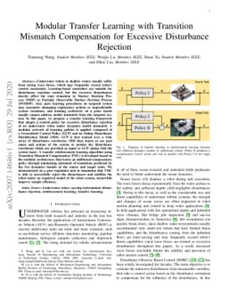 Modular Transfer Learning with Transition Mismatch Compensation for
  Excessive Disturbance Rejection