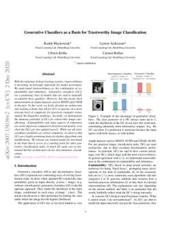Generative Classifiers as a Basis for Trustworthy Image Classification