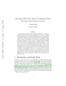Deriving Differential Target Propagation from Iterating Approximate
  Inverses